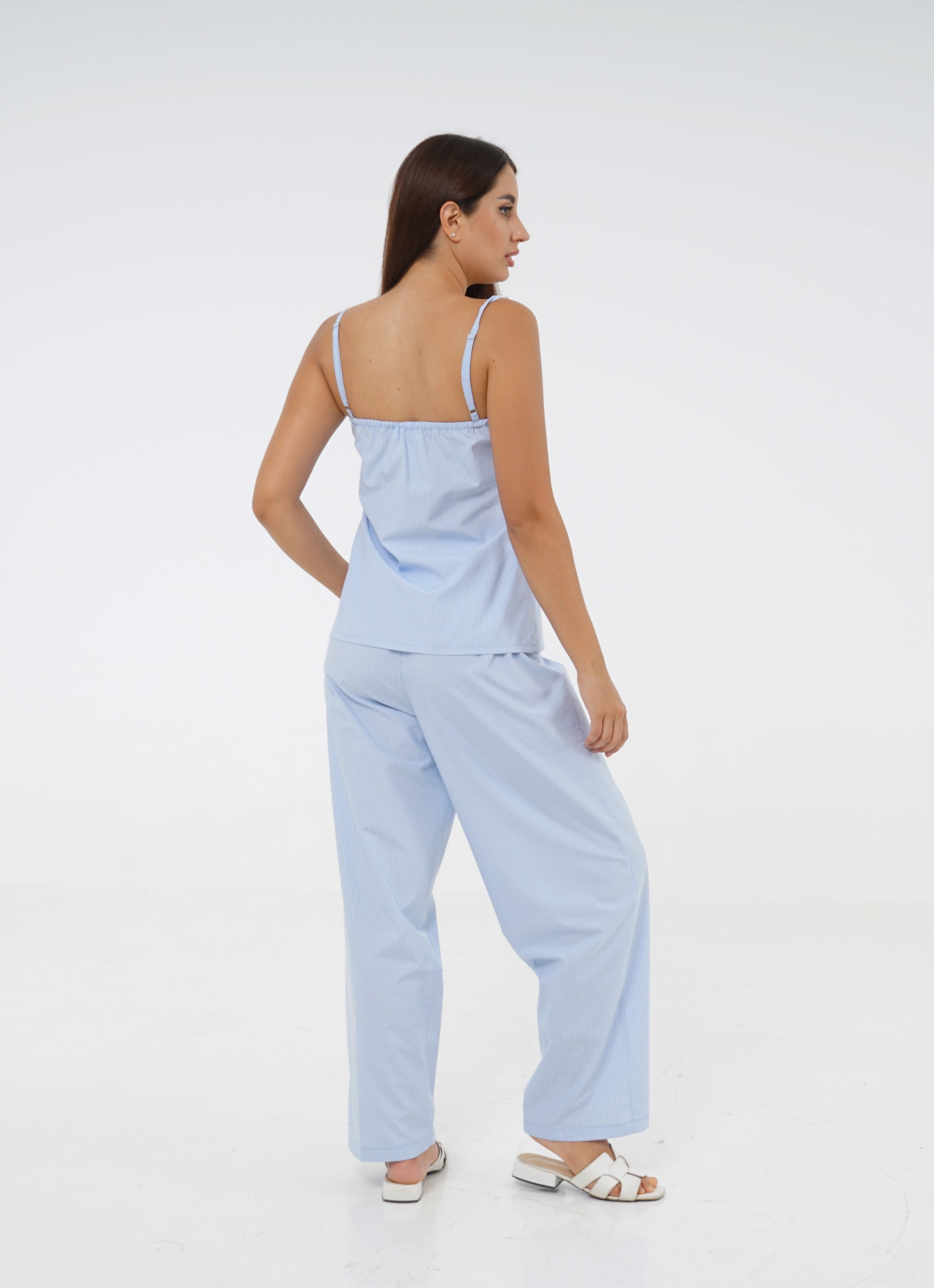 Sleeveless Striped Cotton Pajama Set