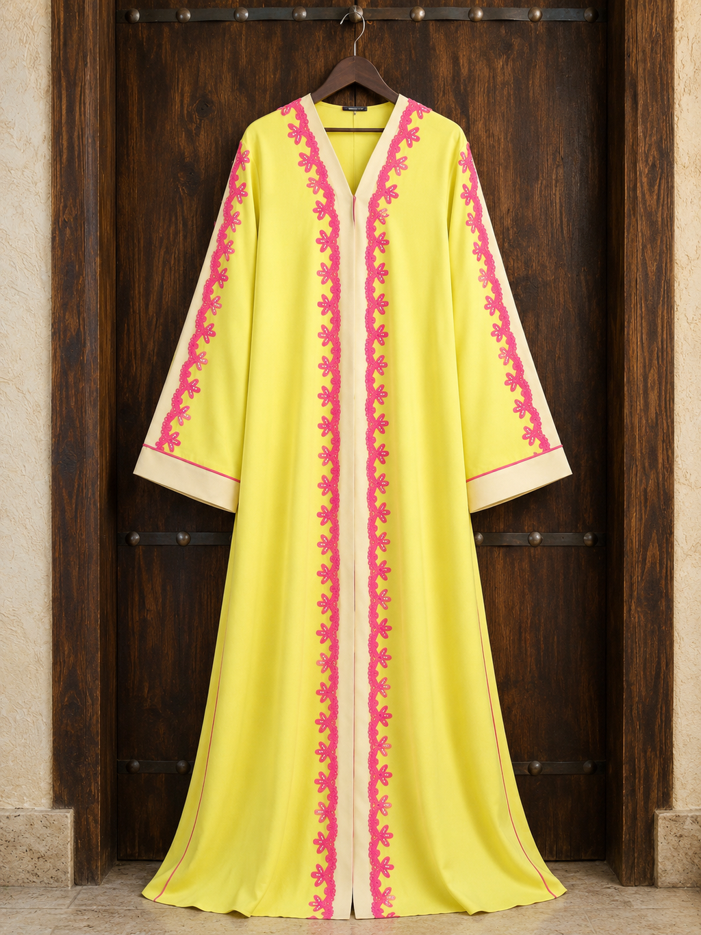 Lime Bloom Embroidered Abaya