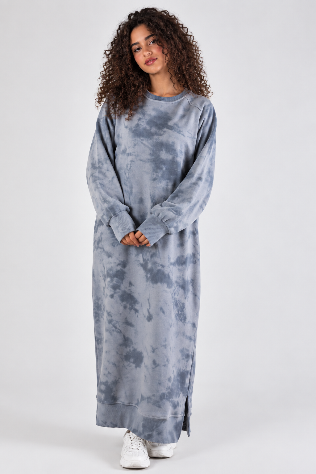 Cloud Grey Tie-Dye Sweatshirt Dress