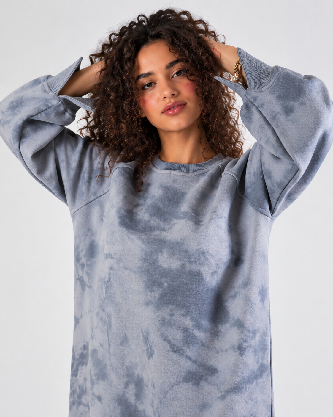 Cloud Grey Tie-Dye Sweatshirt Dress