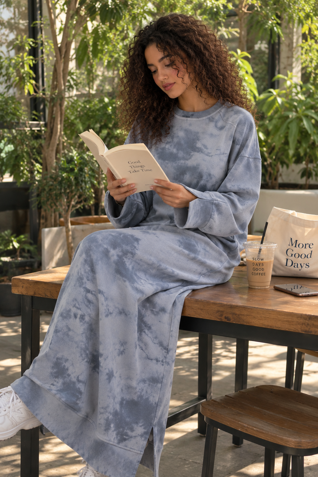 Cloud Grey Tie-Dye Sweatshirt Dress