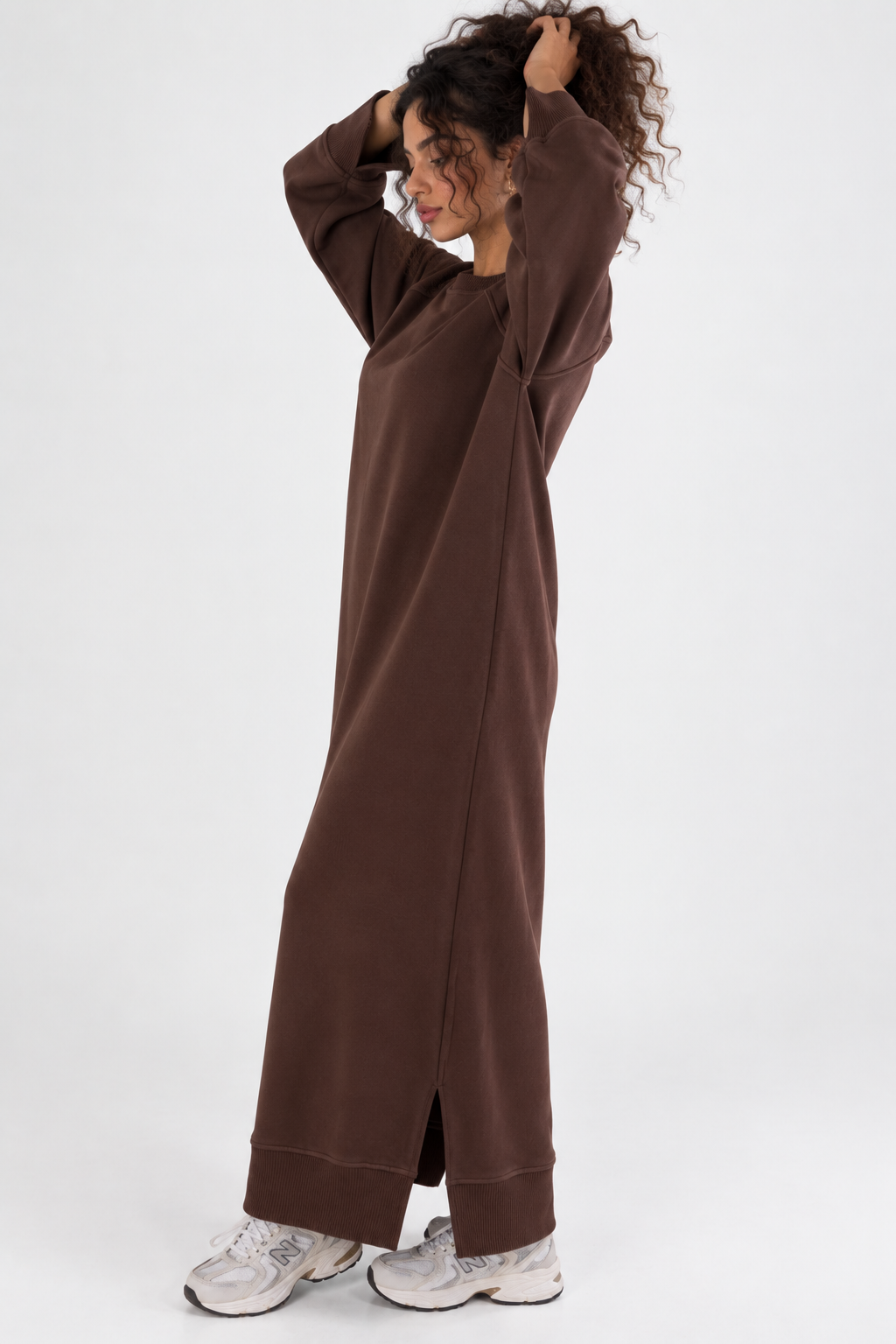 Brown Cozy Long Lounge Dress Winter Essential