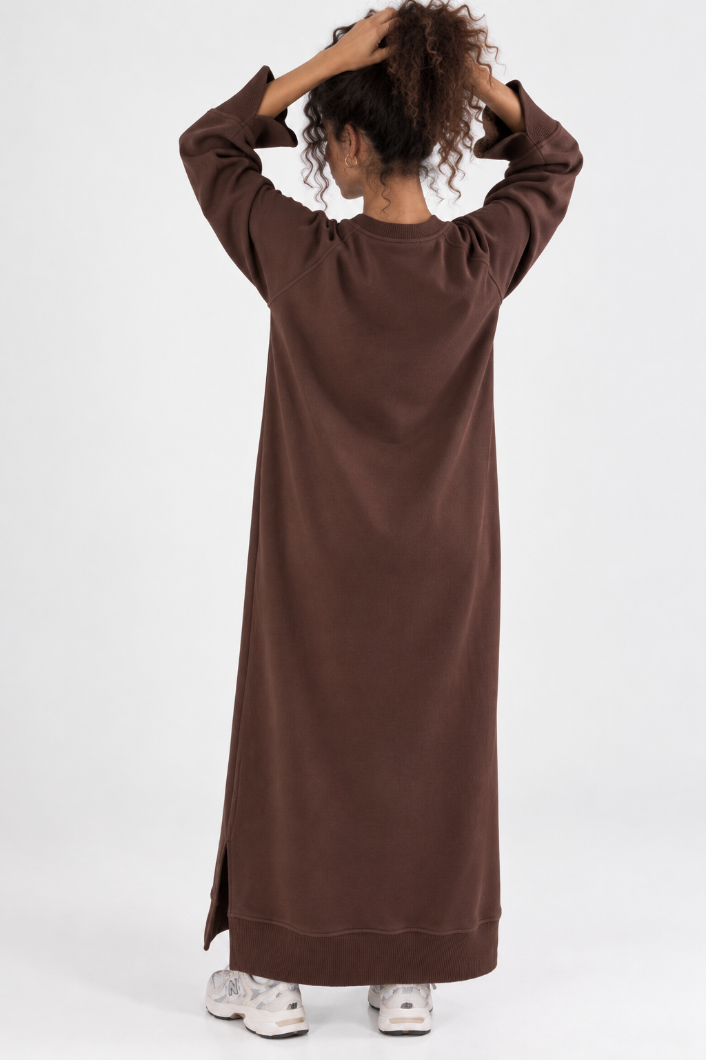 Brown Cozy Long Lounge Dress Winter Essential