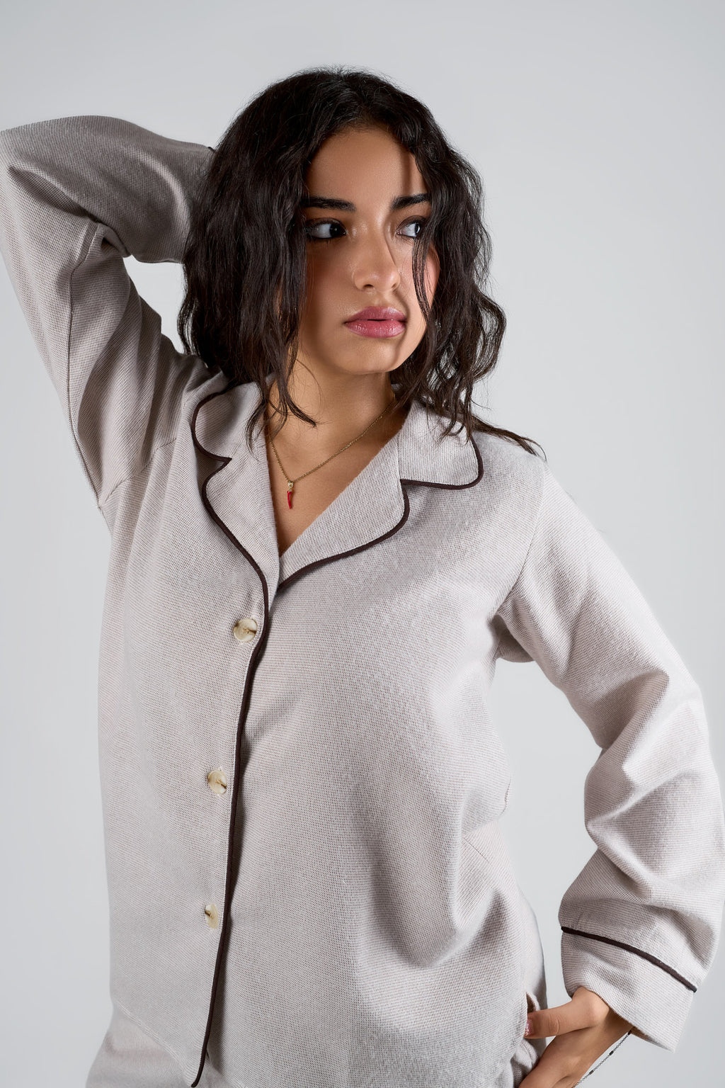 Premium Beige Winter Lounge Pajama Set
