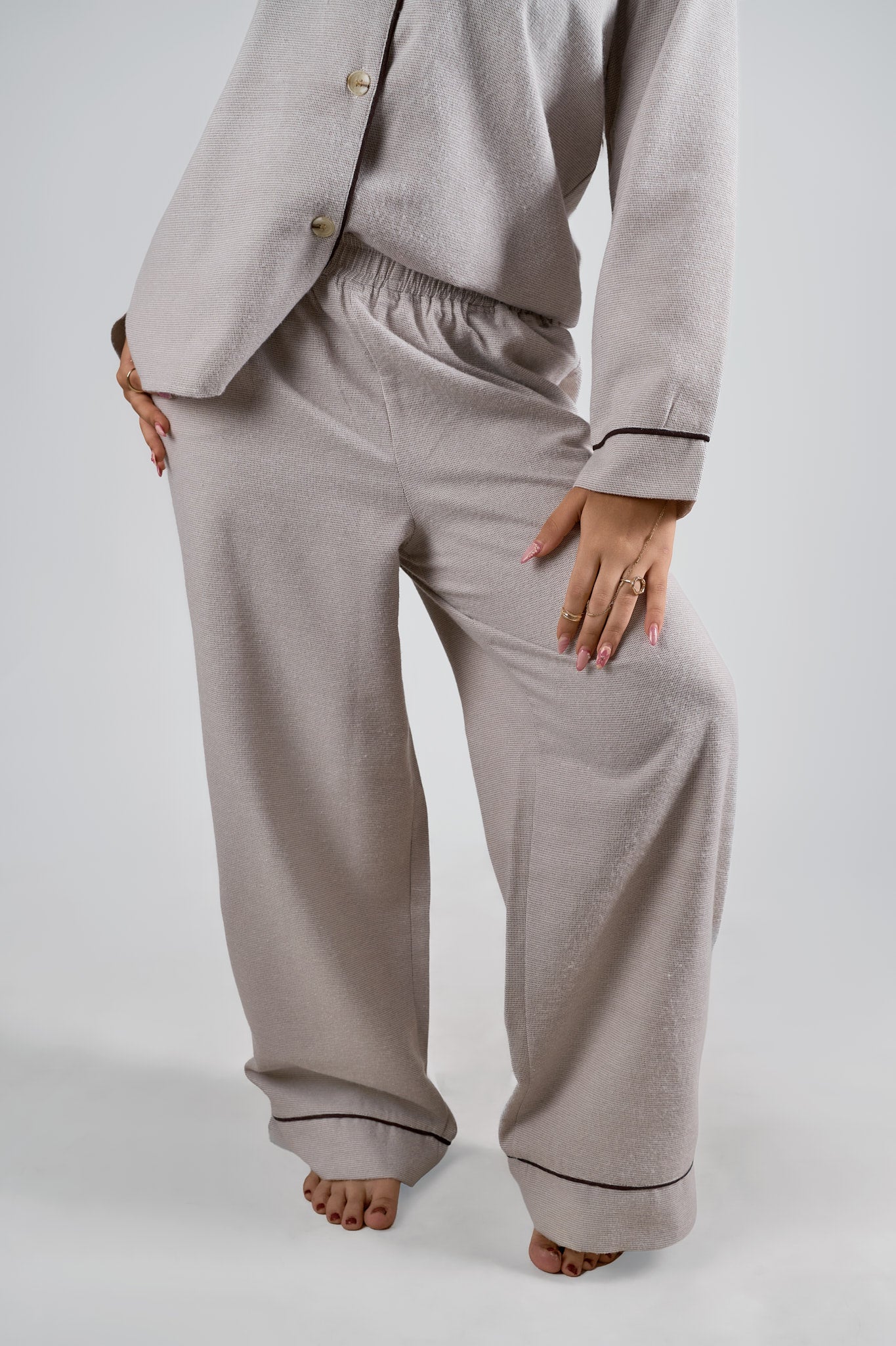 Premium Beige Winter Lounge Pajama Set