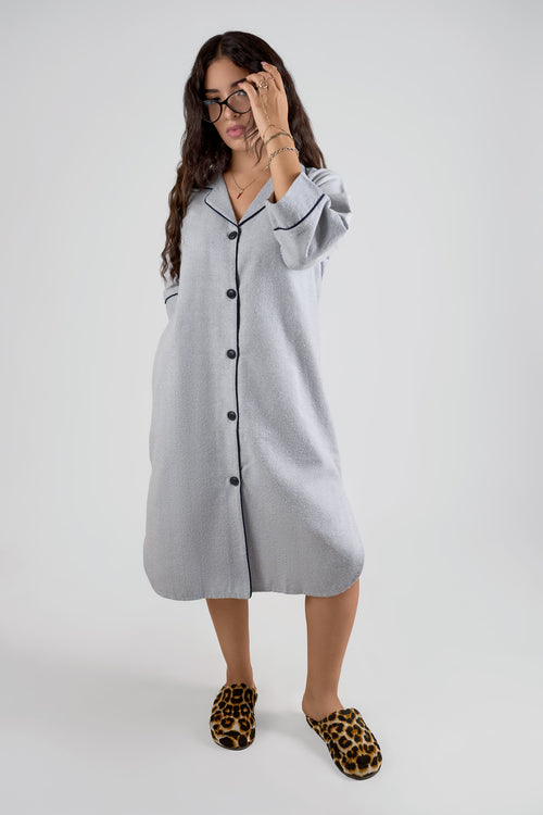 Ash Blue Botton-Down Night Dress