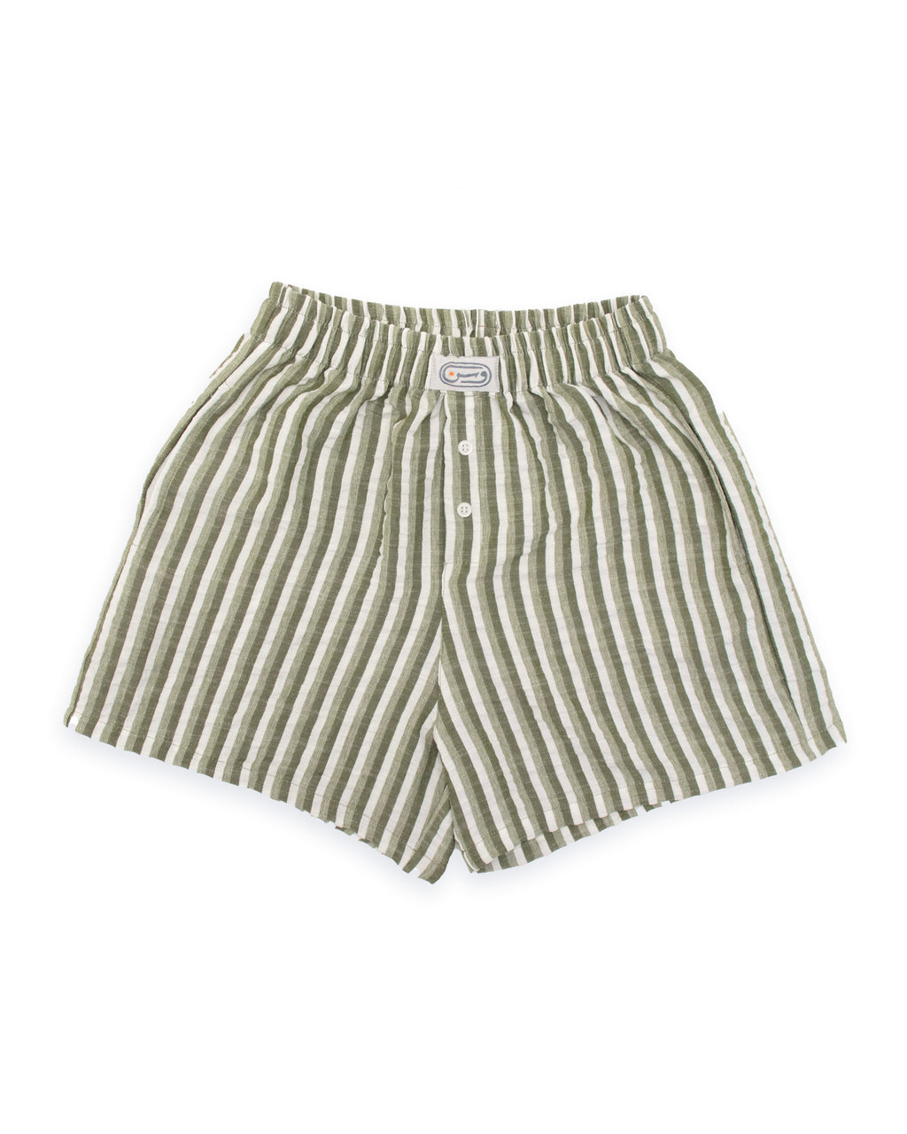 Green Cotton Striped Pajama Short