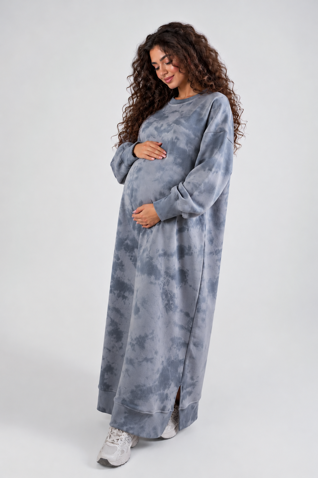 Cloud Grey Tie-Dye Sweatshirt Dress