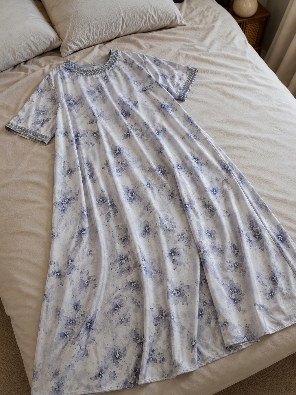 Grey Floral Kaftan Abaya