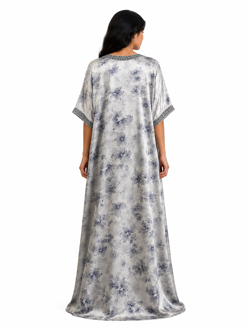 Grey Floral Kaftan Abaya