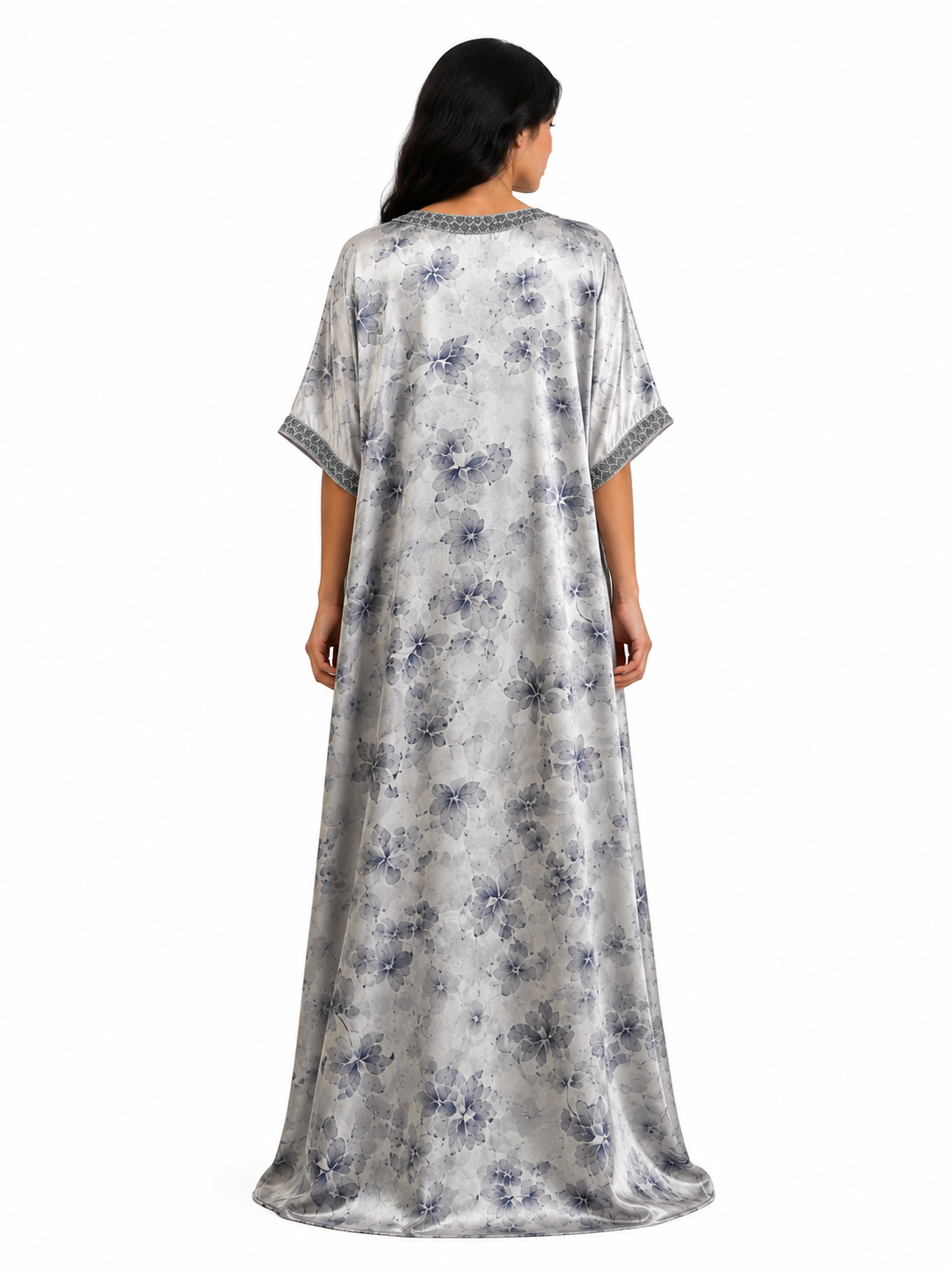 Grey Floral Kaftan Abaya