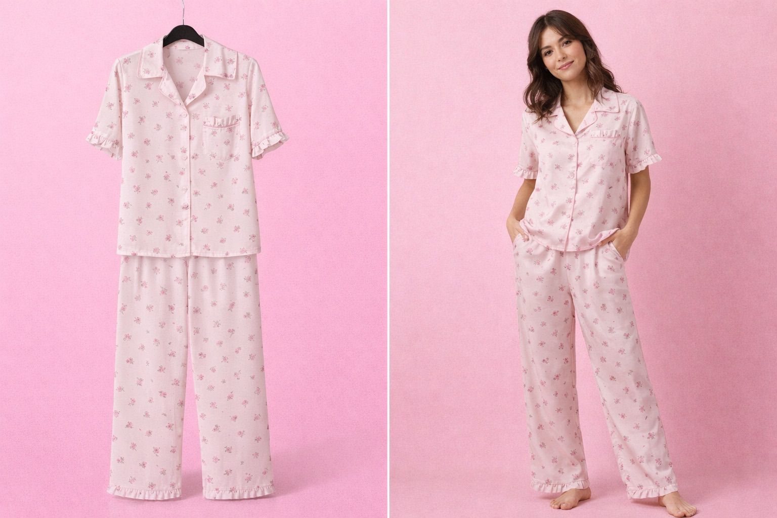 Dreamy Blossom Satin Pajama Set
