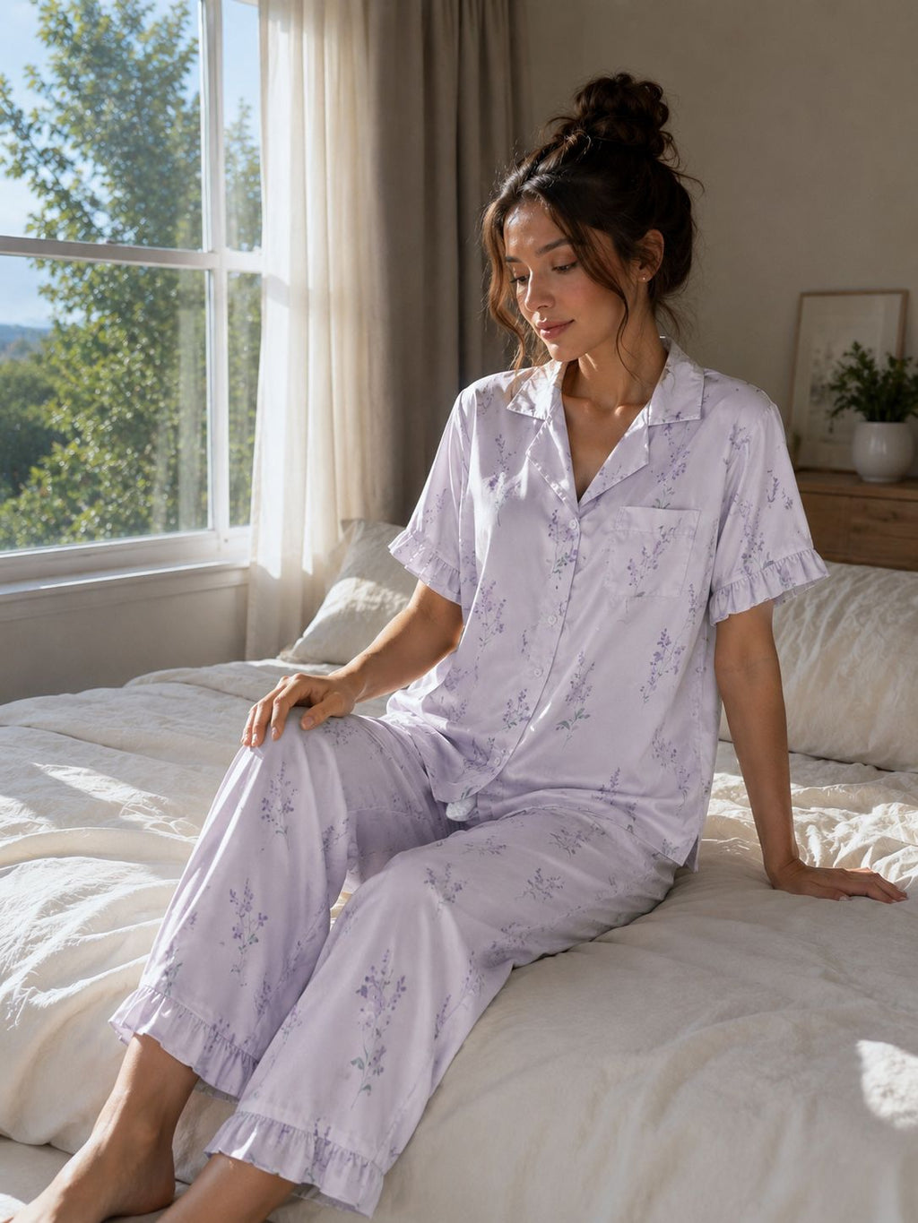 Dreamy Blossom Satin Pajama Set